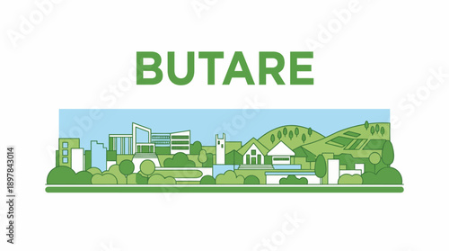 Butare Rwanda city skyline panorama vector illustration
