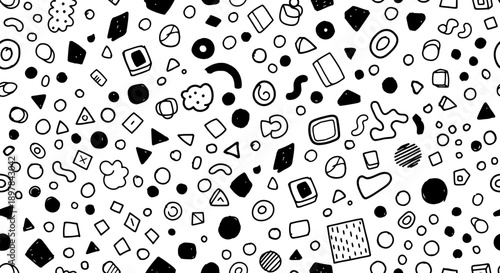 Creative Line Art Design Featuring Abstract Shapes and Patterns on a White Background