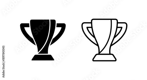 Simple Trophy Cup Award Icon Set for Victory, Achievement, and Recognition