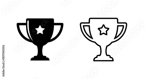 Starred Trophy Cup Award Icon Symbolizing Top Achievement and Championship