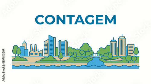Contagem city skyline with buildings and nature vector illustration