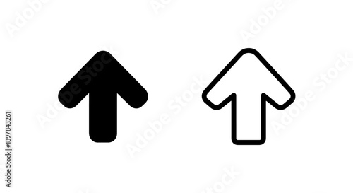 Softly Curved Black Up Arrow Icon with Outline for User Interface Navigation