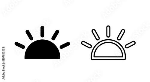 Sunrise Sunset Icons Indicating Dawn, Dusk, Horizon, and Weather Conditions