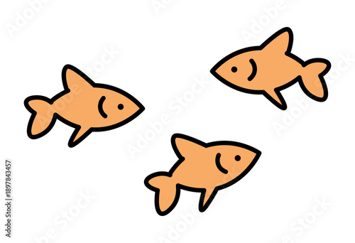 Simple Ornamental Fish Swimming Illustration For Aquarium Design Fish Tank Layout And Pet Care Guide Use