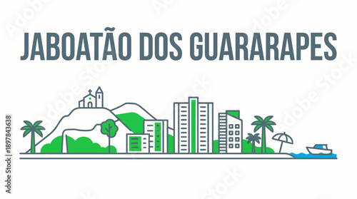 Jaboatão dos Guararapes city skyline linear vector illustration