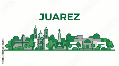 Juarez Mexico city skyline with landmarks vector illustration