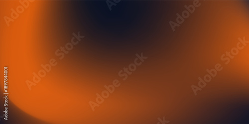 Abstract dark blue orange wavy gradient background with grainy design art flowwing drak