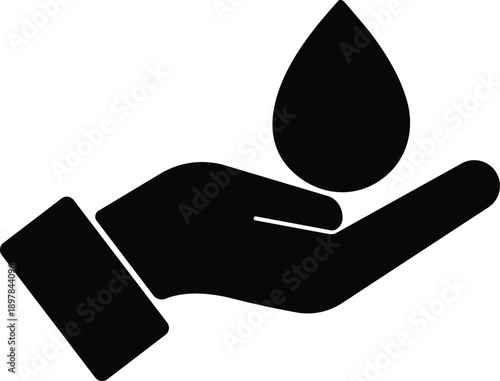 Water Conservation Icon – Hand Holding Droplet Symbol for Sustainability