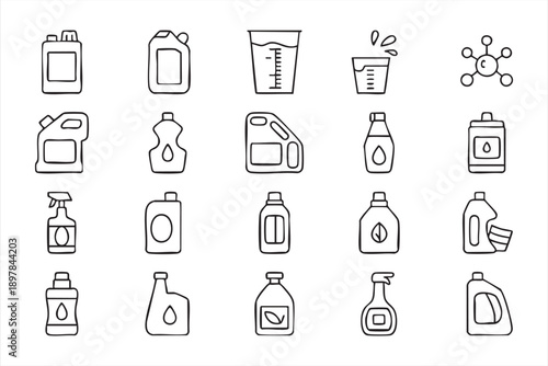Household Cleaning Supplies Icons for Packaging Design