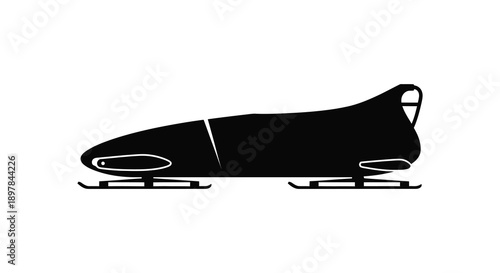 A stark black silhouette depicts a luge sled a winter sport apparatus poised for rapid descent high quality