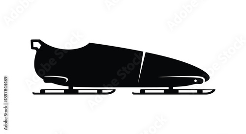 A stark black silhouette depicts a single ice skate showcasing its streamlined shape and blade high quality professional