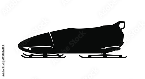 A striking black silhouette depicts a luge sled poised for speed and competition on ice high quality professional