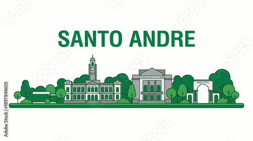 Santo Andre Brazil city landmarks skyline vector illustration