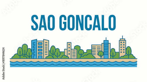 Sao Goncalo city skyline flat vector illustration