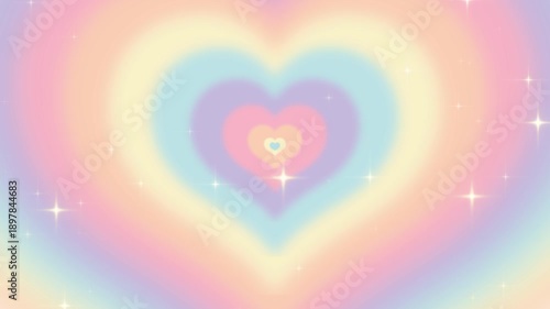 pastel rainbow color heart tunnel looping animation background