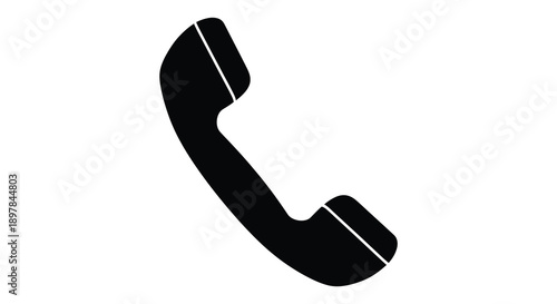 A simple black silhouette of a traditional telephone handset showing the earpiece and mouthpiece high quality professional detailed