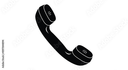 A simple black and white illustration depicts a vintage telephone handset showcasing its classic design high quality professional