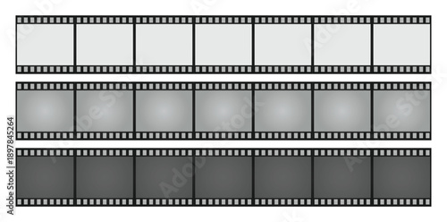 Film Strip Frames Collection in Grayscale Isolated on White Background