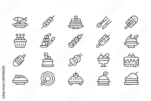 Food Menu And Dessert Symbols For Hospitality Branding