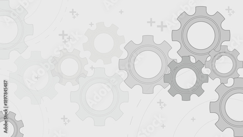 Abstract Gear Mechanism Background with Gray Mechanical Cogs