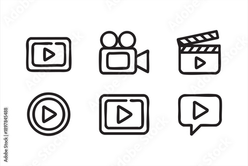 Video Content Creation And Playback Icon Set