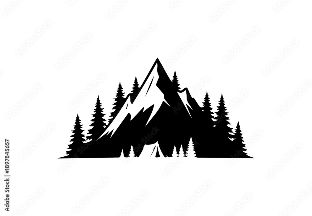 Obraz premium Minimalist Mountain Landscape Vector Art