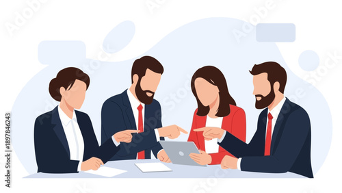 Business Team Collaboration Meeting Strategy Planning Discussion Tablet