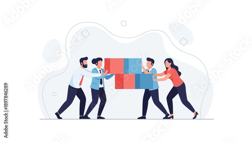 Teamwork building blocks, collaboration, business success, strategy, partnership