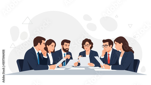 Diverse Business Team Collaborating Around a Conference Table, Brainstorming Ideas
