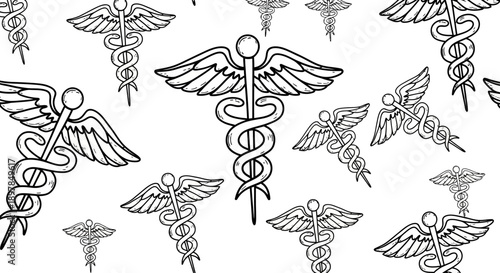 Medical Symbols Action, Caduceus Design, Graphic Art, Abstract Style, Digital Art