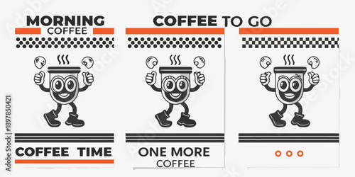 Morning coffee to go a playful illustration of anthropomorphic coffee cups