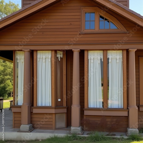 Incorporates simple window coverings that complement the archite