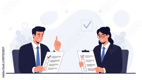 Business Meeting: Interview, Checklist, Decision Making, Collaboration, Office