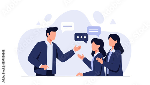 Business meeting with communication and discussion