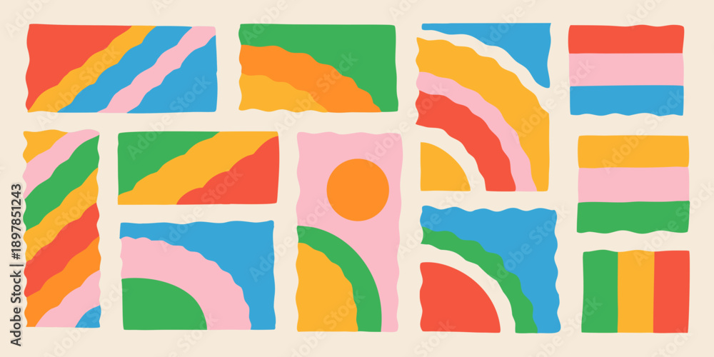 Obraz premium Abstract geometric composition with vibrant overlapping color blocks