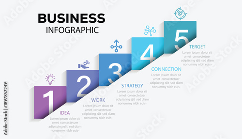 Modern vector flat illustration. Timeline designed for business, presentations, web design, interface, diagrams with 5 steps. Vector illustration.