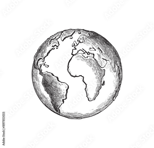 Hand drawing of eight globe earth sketch. Eco Concept. Hand-drawn sketch of Earth. Happy Earth Day.  World Environment Day