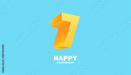 3D Modern colorful number anniversary 7th, 7th Happy Anniversary with fun color, celebrating banner design.