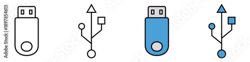 USB icon vector. flash drive and universal serial bus connection symbol. vector illustration.