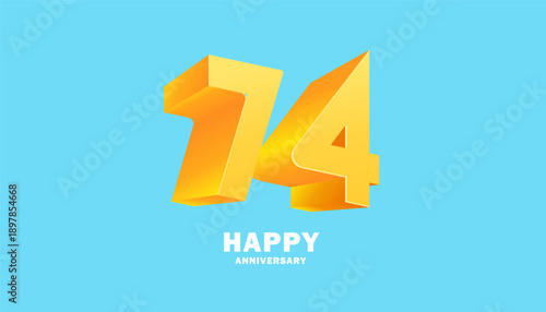 3D Modern colorful number anniversary 74th, 74th Happy Anniversary with fun color, celebrating banner design.