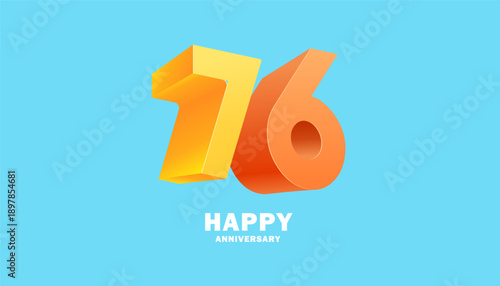 3D Modern colorful number anniversary 76th, 76th Happy Anniversary with fun color, celebrating banner design.
