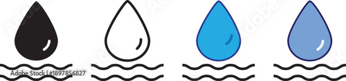 Water drop and fat percentage line icon set. Minimalist hydration drink level and water drop icon collection.
