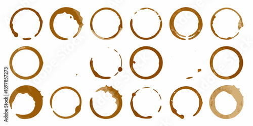 A series of coffee ring stains arranged in neat rows