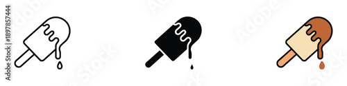 Melting ice cream icon vector. delicious frozen treat dripping symbol. vector illustration.