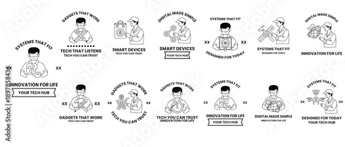 The image is a series of drawings of people with the words "innovation for life"