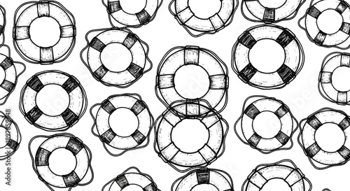 Lifebuoys Illustration, Nautical Design, Creative Concept