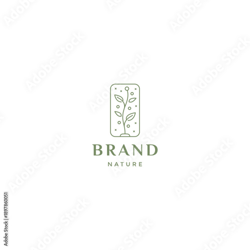 Nature flower line logo template