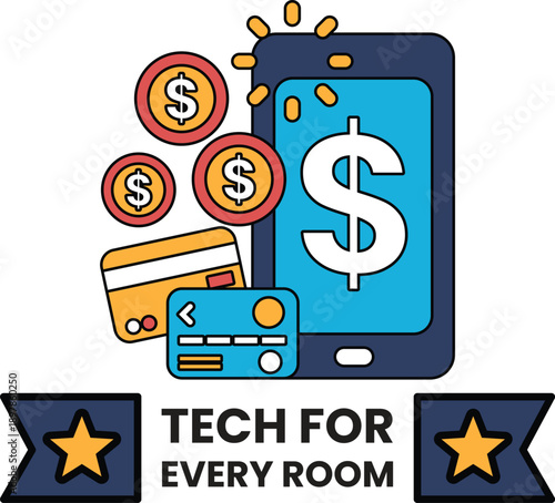 A picture of a cell phone with a bunch of coins and a dollar sign on it