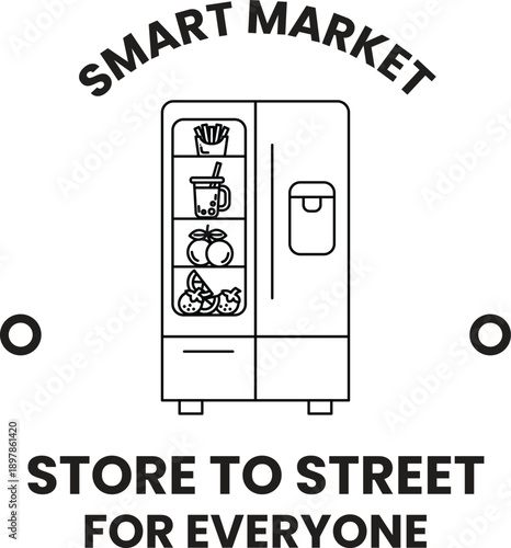 A refrigerator with a sign that says "store to street for everyone"