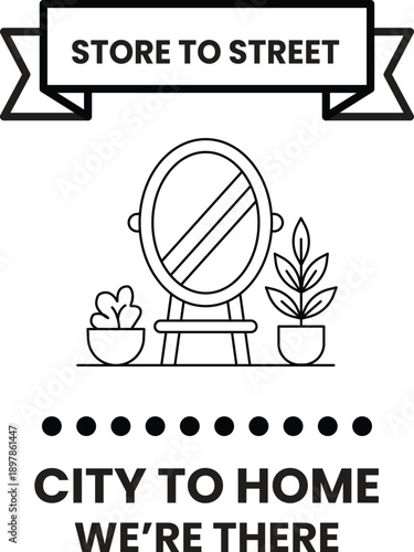 A black and white image of a mirror